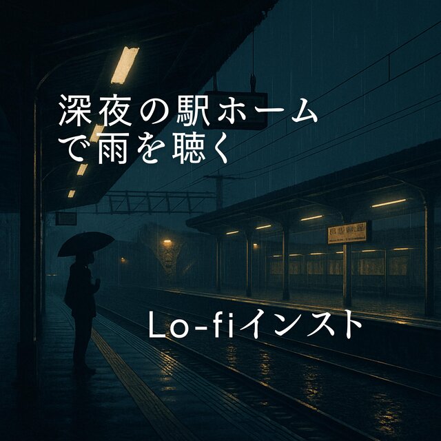 深夜の駅ホームで雨を聴くLo-fiインスト