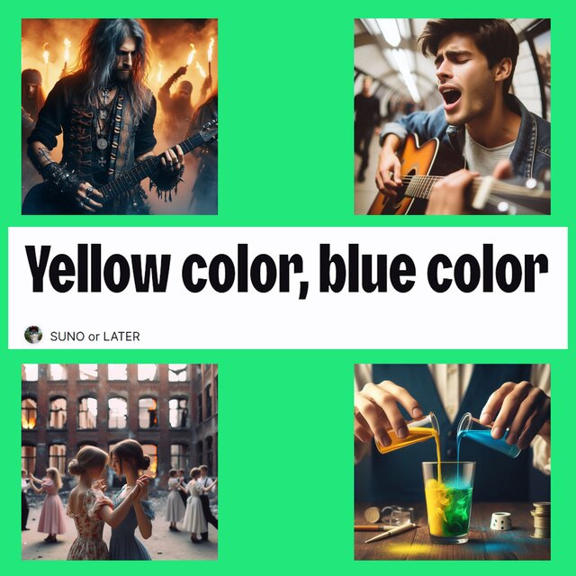 Yellow color, blue color