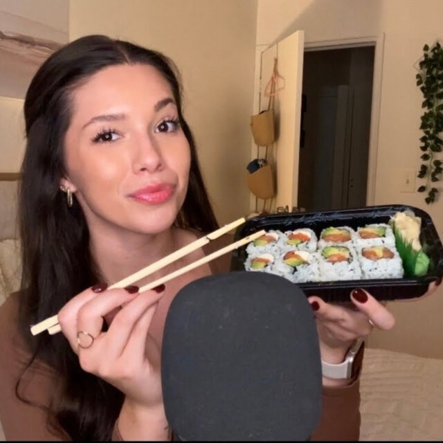 ASMR Eat Dinner With Me! Sushi & Stuffed Chocolate Dessert