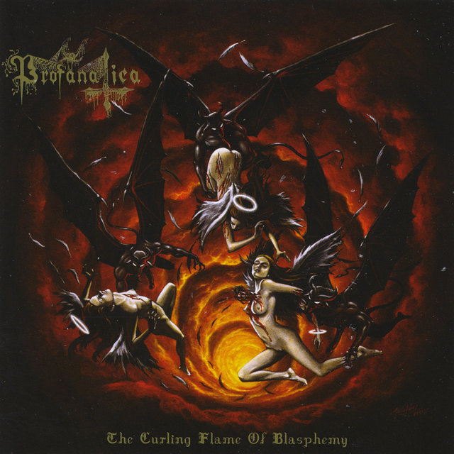 Cover art for album The Curling Flame of Blasphemy by Profanatica