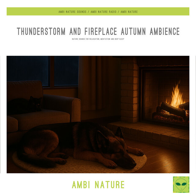 Thunderstorm and Fireplace Autumn Ambience