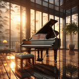 Piano Keys Sunset Rhapsody