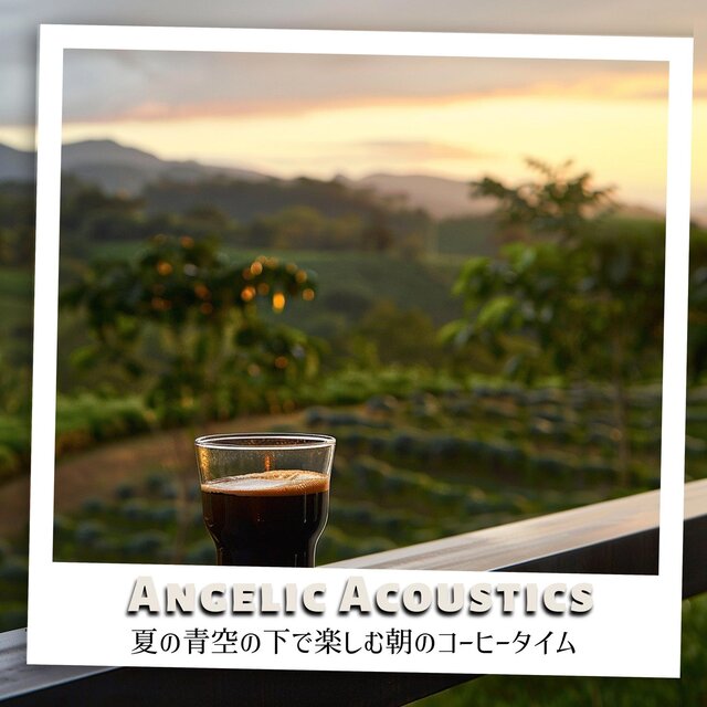 夏の青空の下で楽しむ朝のコーヒータイム