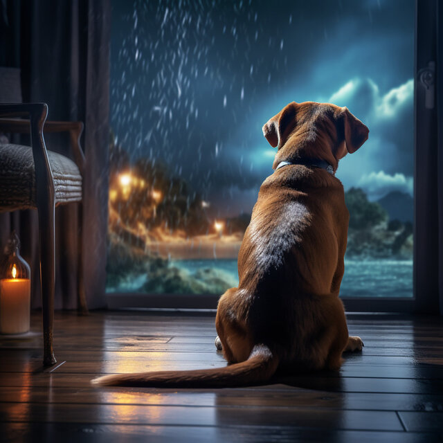 Rainy Doghouse Dreamscape: Serene Showers of Joy
