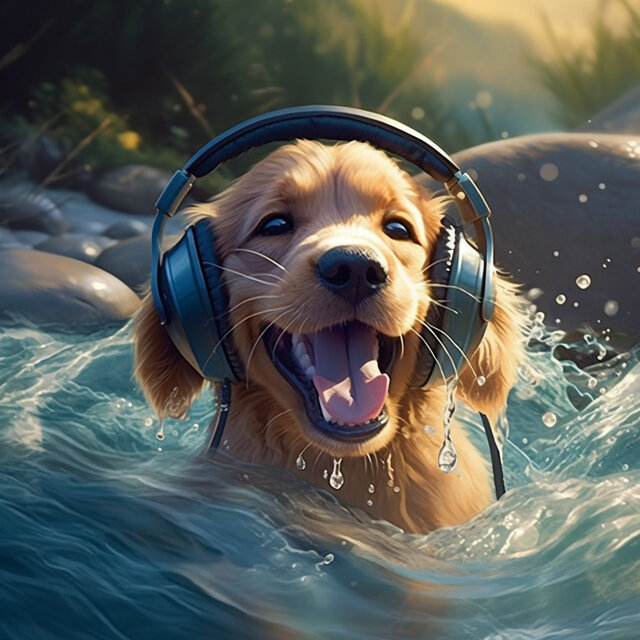 Melodic Pet Harmony: Music Amidst Ocean Ripples