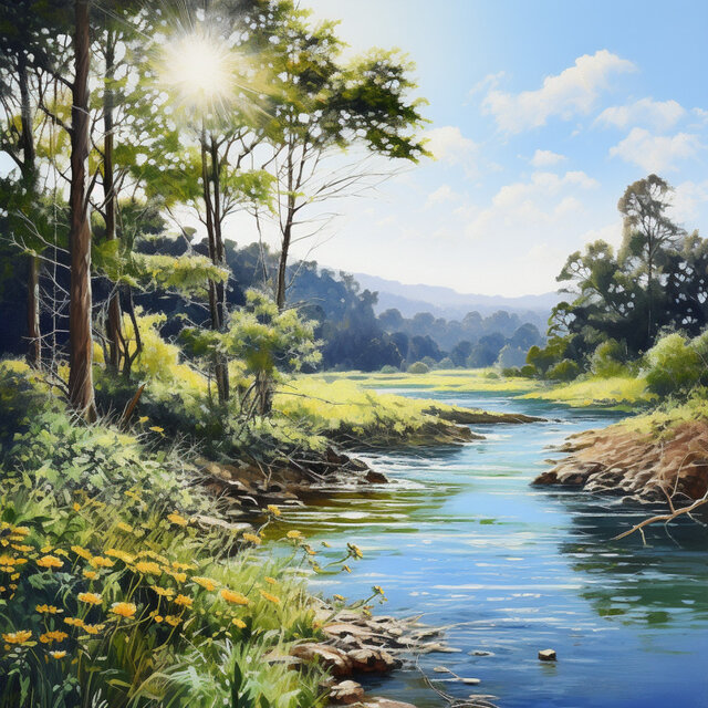 Flowing Serenity: River's Soothing White Noise
