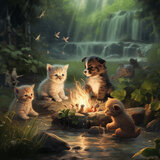 Cat's Streamside Serenity
