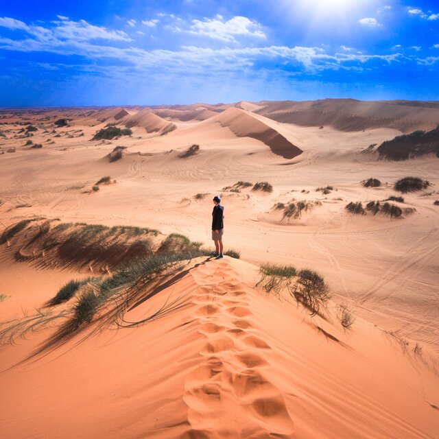 사막에 홀로 서서 바람을 느끼다 (Standing alone in the desert, feeling the wind)