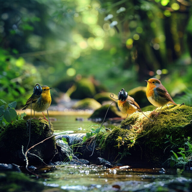Feathered Streams: Binaural Birds at Creek's Edge - 92 96 Hz