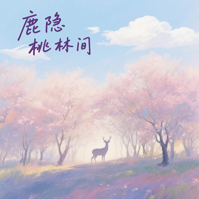鹿隐桃林间