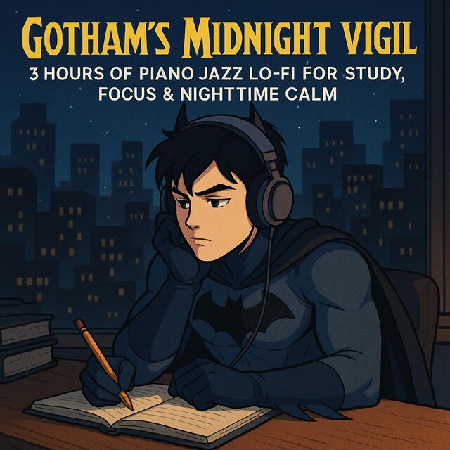 Gotham’s Midnight Vigil  | 3 Hours of Piano Jazz Lo-fi for Study, Focus & Nighttime Calm
