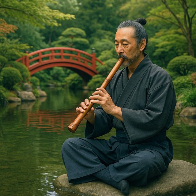 Contemplative Shakuhachi in Japanese Garden
