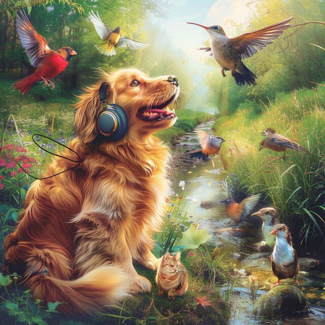 Binaural Nature for Pets: Creek and Birds Soothing Sounds - 92 96 Hz