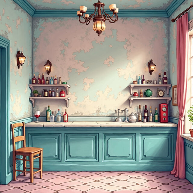 pastel vintage bar