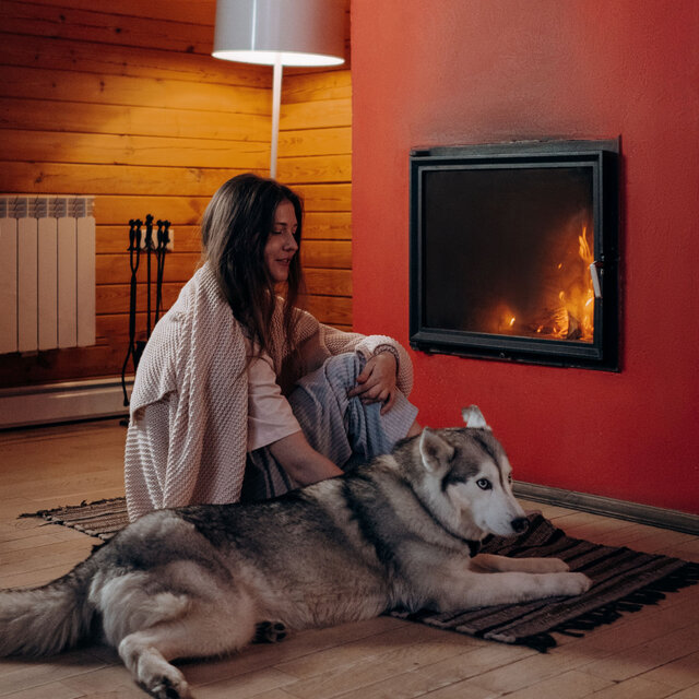 Fireside Furry Friend: Hearthside Piano Harmony for Dogs