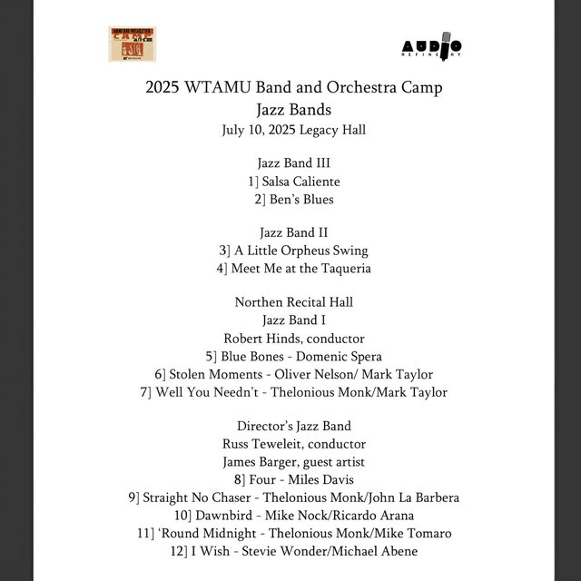 WTAMU Band Camp Jazz Bands 2025
