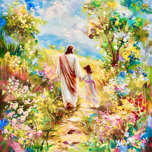 Walking by Jesus in the Garden