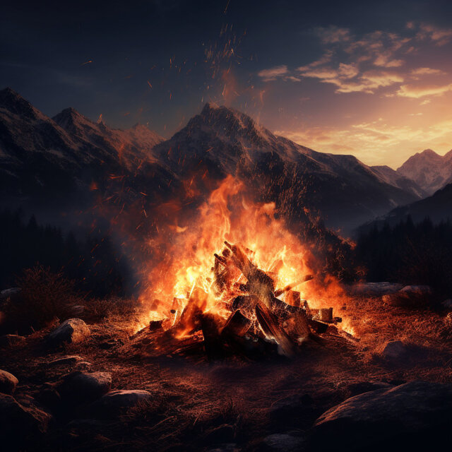 Nature's Embrace: Fire's Gentle Evening Song