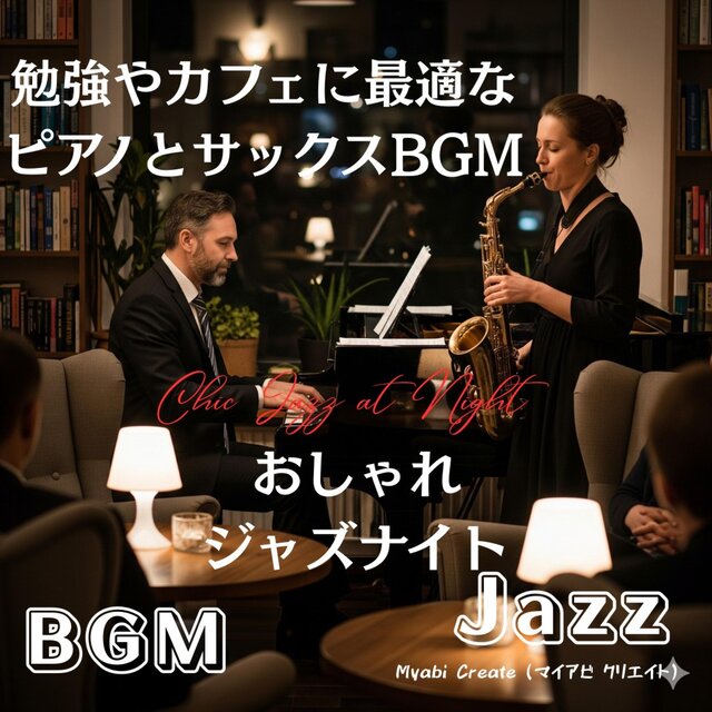 おしゃれジャズナイト - 勉強やカフェに最適なピアノとサックスBGM 店舗用 作業用 集中力UP