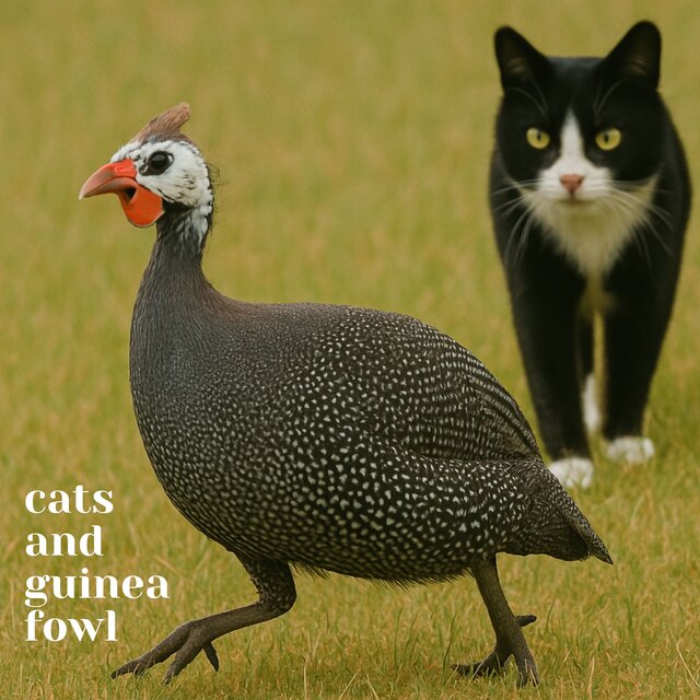 Cats and Guinea Fowl