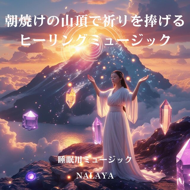 朝焼けの山頂で祈りを捧げるヒーリングミュージック