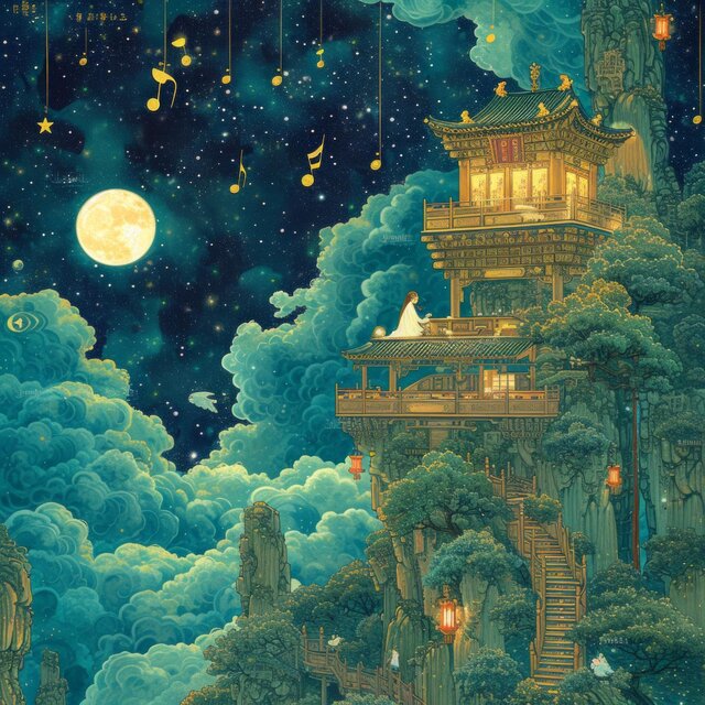 静夜幻想：蓝色大气中的星际心灵之旅
