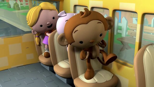Wheels On The Bus Go Round And Round - 3D Animation Kids' Songs | Nursery Rhymes for Children