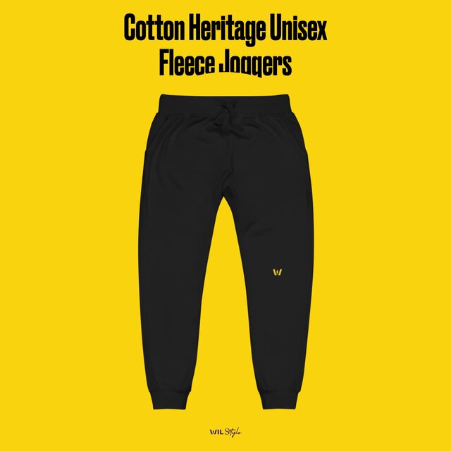 Cotton Heritage Unisex Fleece Joggers, Black