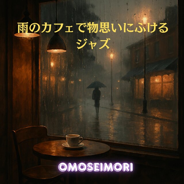 雨のカフェで物思いにふけるジャズ