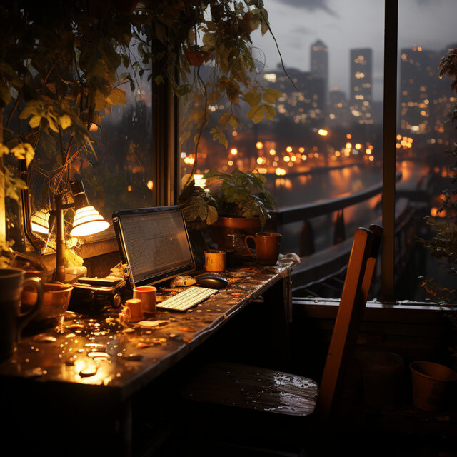 Estudios Enfocados Con Música De Gotas De Lluvia