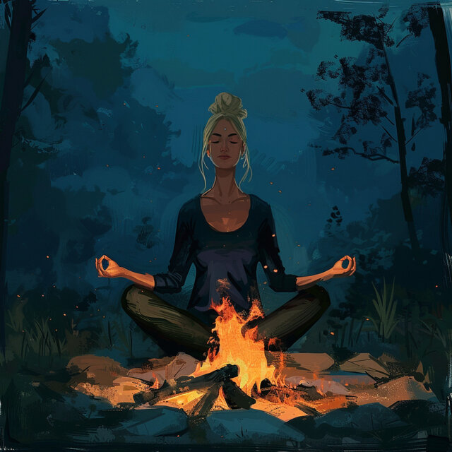 Serena Meditación Junto Al Fuego: Armonía Del Calor
