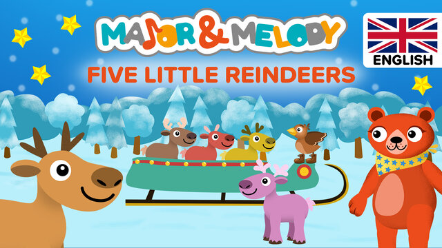 Five Little Reindeers (Christmas songs for kids - English)