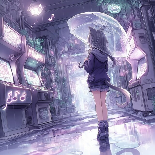 ゲームセンターで雨宿りするチップポップ