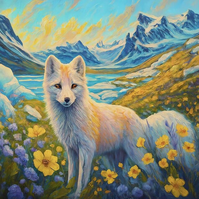 Arctic Fox in summer -Created with Udio-