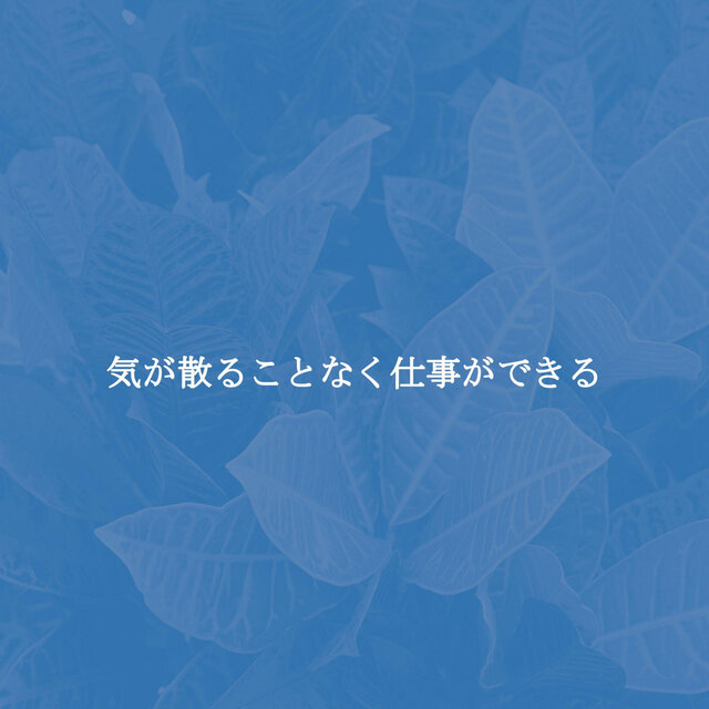 気が散ることなく仕事ができる