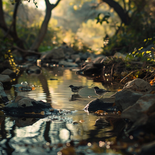 Focus with Binaural Nature: Birds and Creek Sounds