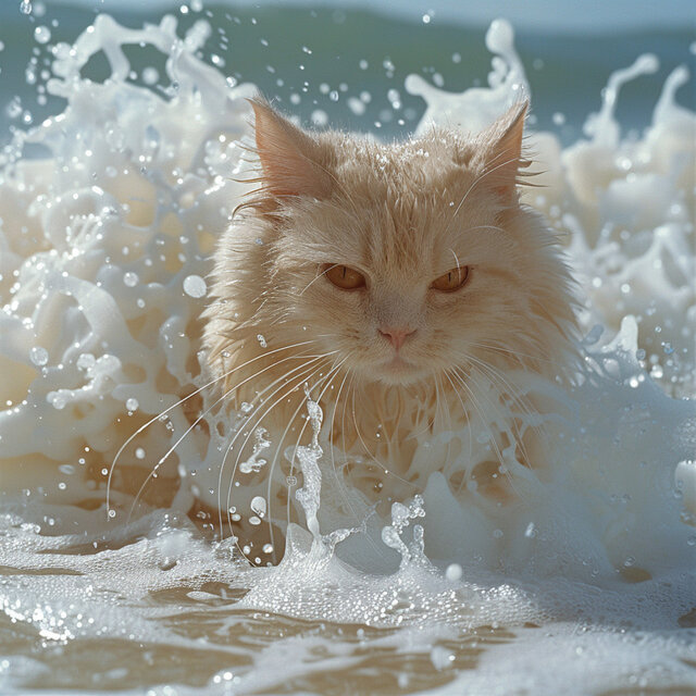 Ronroneo Binaural Del Océano: Melodías De Serenidad De Gatos
