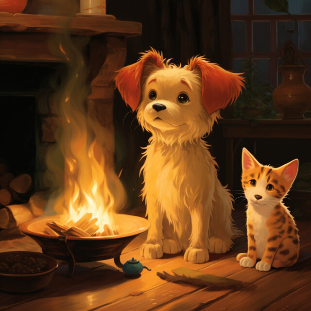 Paraíso De Mascotas Del Fuego: Ecos Relajantes Del Hogar