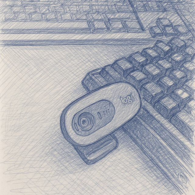 con un micrófono de la webcam