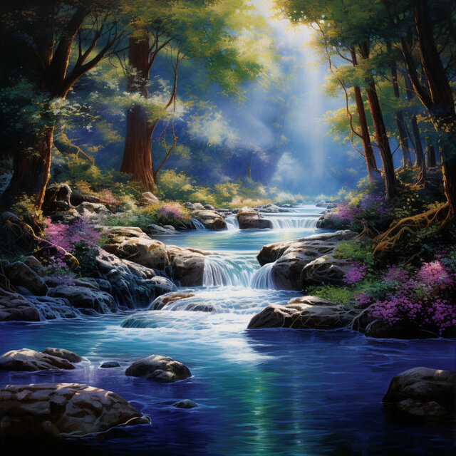 Streamside Meditation Haven: Cascading Water's Serenity