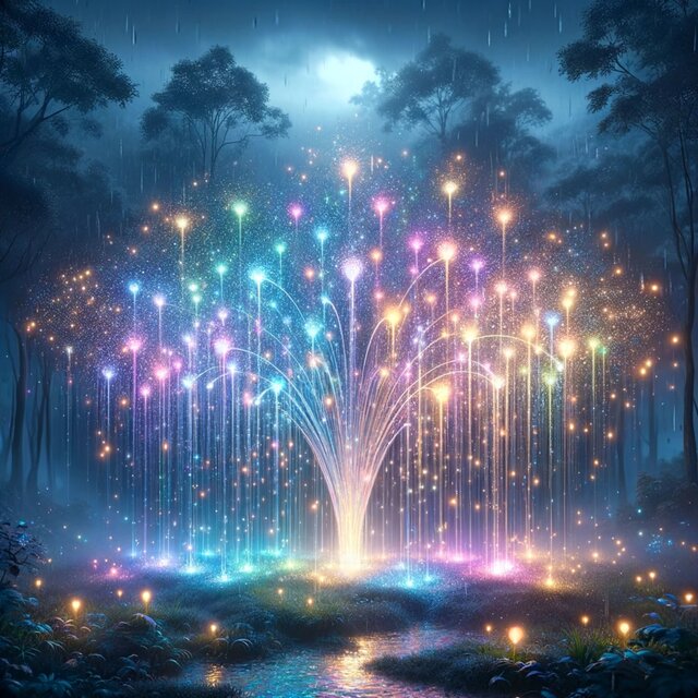 雨の音：自然の雰囲気、幻想的な風景