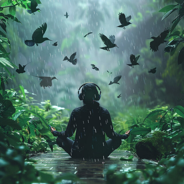 Nature's Binaural Focus: Birds in Rain Meditation - 92 88 Hz