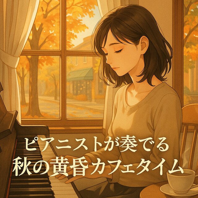 Pianist's Twilight Café Time in Autumn