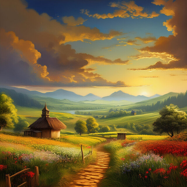 morning in a wide field