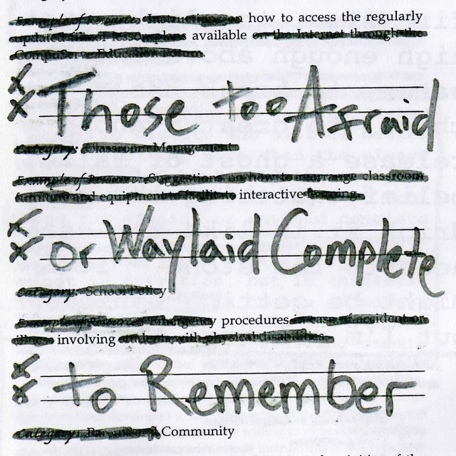 Those Too Afraid or Waylaid Complete to Remember