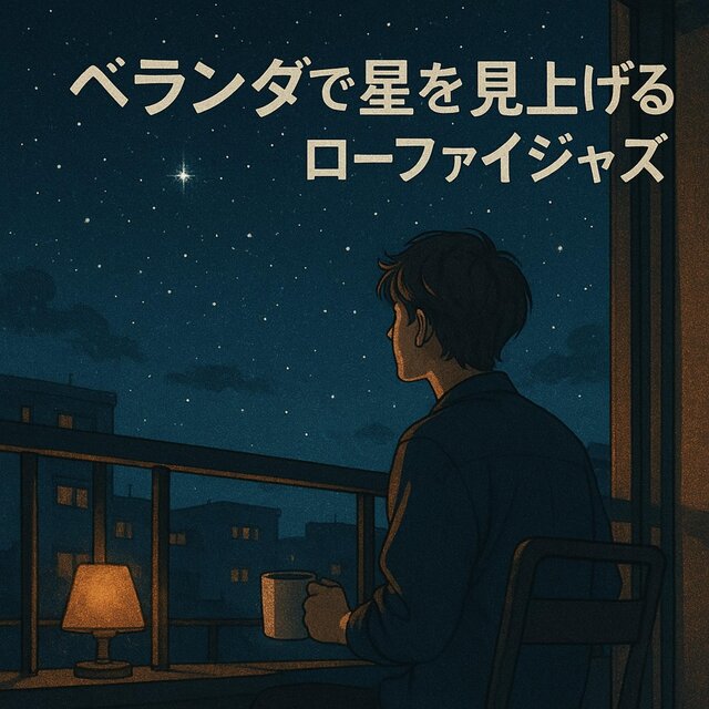 ベランダで星を見上げるローファイジャズ