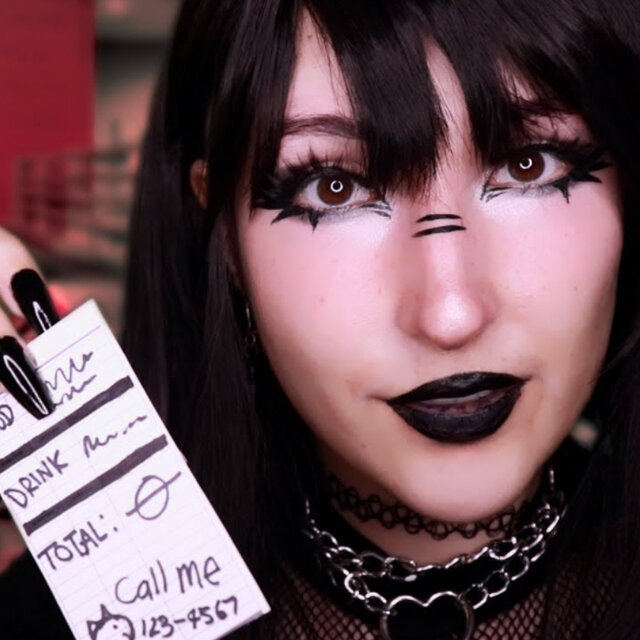 ASMR Goth IHOP, Your Rude Waitress is Kinda Flirty - Gossiping, Telling You Secrets, Drawing You