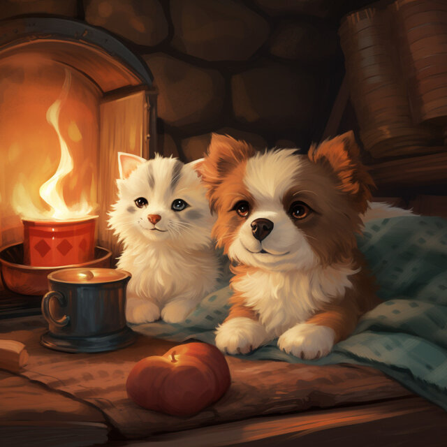 Melodías Meditativas Para Mascotas Junto Al Fuego: Armonía Meditativa
