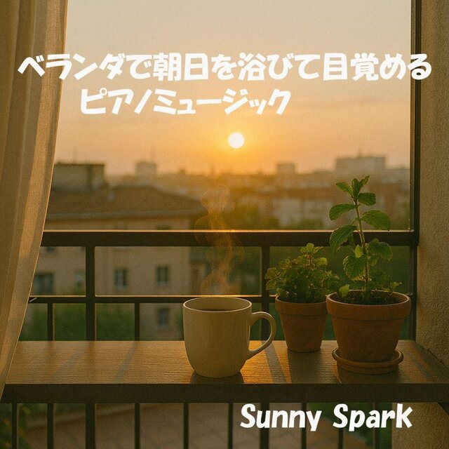 ベランダで朝日を浴びて目覚めるピアノミュージック