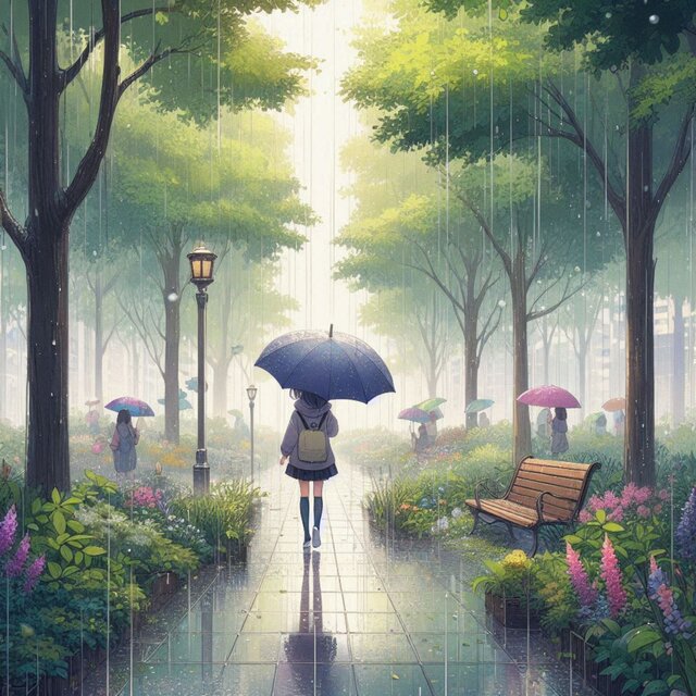 Relaxing Rain Noise in the Park